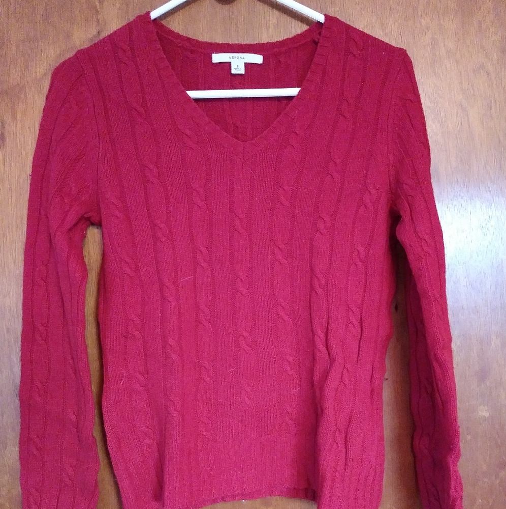 Red women's small wool sweater